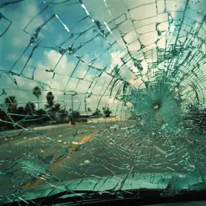 Boca Raton car accident with shattered windshield