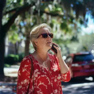 a woman calling a Boca Raton car accident lawyer