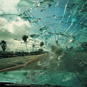 Florida car accident with shattered windshield 