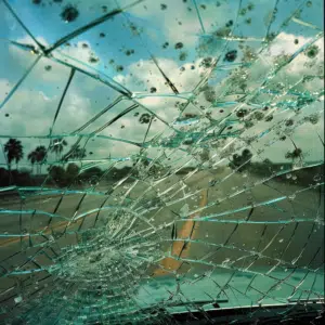Fort Lauderdale Car Accident, shattered windshield 