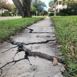 A cracked sidewalk in Florida