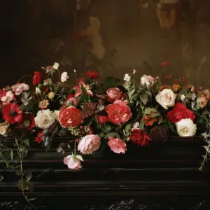 Casket with flowers